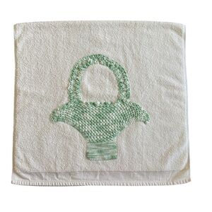 Vintage Embroidered Bath Towel Basket Crochet Variegated